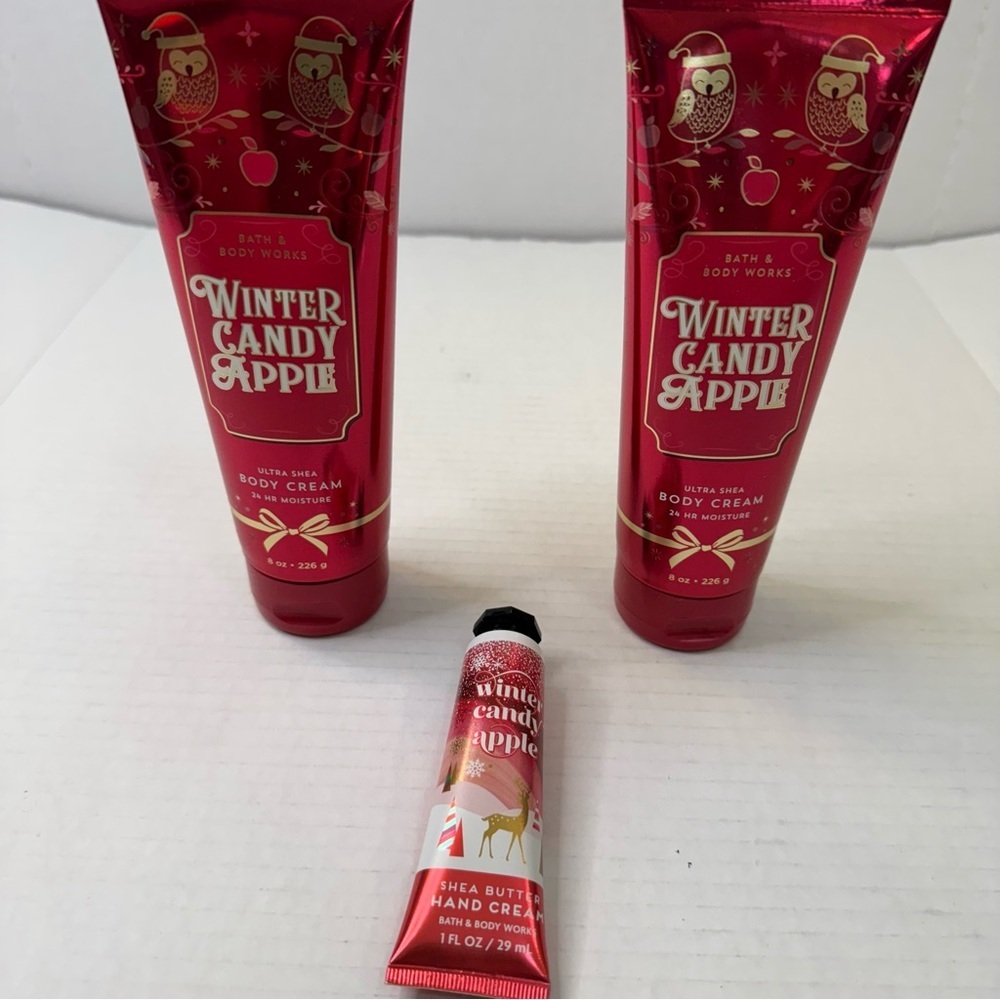 Bath & Body Works Winter Candy Apple Ultra Moisture Shea Body Cream 8oz x2